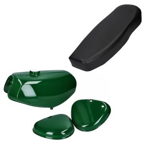Tank / Petrol Tank compatible with Simson S51 / S70 with side cover dark green + seat cushion Craftride