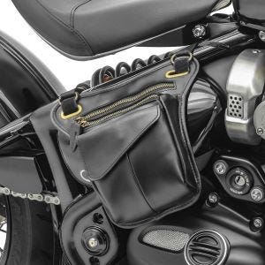 Side bag compatible with Triumph Bonneville Bobber / Black Craftride SR1 leather black