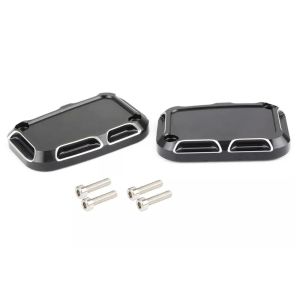 2x Brake and clutch fluid reservoir cover compatible with Harley Davidson 07-17 Craftride BA3 black silver