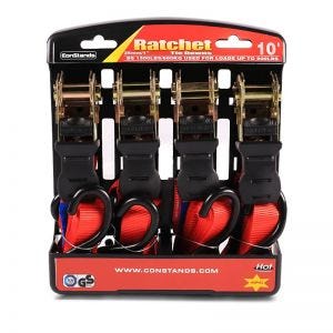 Straps Set compatible with Moto Guzzi V85 TT with ratchet and hooks incl load loops ConStands in red