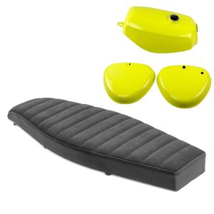 Flat bench seat VS1 Craftride compatible with Simson S51 / S50 / S70 + tank / petrol tank with side cover yellow