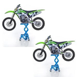 2x Motorradheber Enduro ConStands Cross-Lift XL Motocross Scherenheber mit Rollen in blau Spar-Set_1