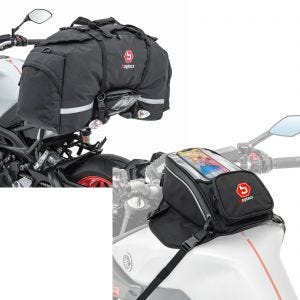 Set: Motorcycle tail bag Bagtecs SX80 rear seat bag 70Ltr black + Tank Bag compatible with BMW F 750 / 700 / 650 GS Bagtecs MR4 9Ltr