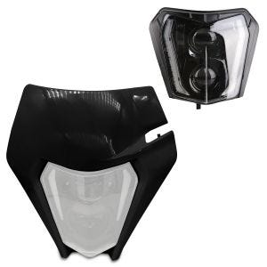 LED Headlight + Mask for Enduro Head Lamp Fairing E-Mark Xdure SW2 DRL Universal black