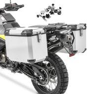 Motorrad Alukoffer Set Aluminium Seitenkoffer Bagtecs QP48 + Adapter 2x48 Liter silber_1