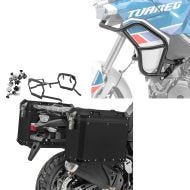 Aluminium Panniers + rack compatible with Aprilia Tuareg 660 22-25 Bagtecs GX38-45 + Top Crash Bar black