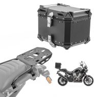 Set Aluminium Top Case + Rear Rack compatible with chopper / custombikes Pan America 1250 / Special 21-24 Top Box XB45 black Bagtecs