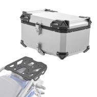 Set Aluminium Top Case + Rear Rack fits for Suzuki V-Strom 800 23-24 Top Box Bagtecs XB65 silver