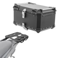 Set Aluminium Top Case + Rear Rack fits for Kawasaki Versys 650 14-24 Top Box Bagtecs XB65 black