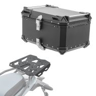 Set Aluminium Top Case + Rear Rack fits for Royal Enfield Himalayan 450 2024 Top Box Bagtecs XB65 black