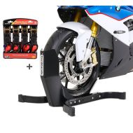 ConStands Easy Plus - Motorradwippe inklusive 4-fach Spanngurt-Set für Anhänger | Zurrschlaufen Radhalter Radklemme_1