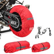 Motorrad Reifenwärmer Set Snaefell ConStands 30-99°C Digital für Vorderrad und Hinterrad rot_0