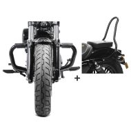 Set Sturzbügel Craftride mit Gummipads und Sissybar Tampa S mit Pad für Harley Davidson Sportster 04-20 schwarz_1
