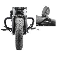 Set Sturzbügel Craftride mit Gummipads und Fahrer Sissybar für Harley Davidson Sportster 04-20 Fahrer Rückenlehne Craftride_1