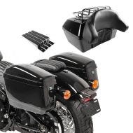 Motorrad Seitenkoffer Set Craftride Nevada für Chopper je 20Ltr inkl. Haltesatz + Topcase mit Gepäckgrill_1