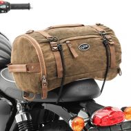 Motorcycle Tail Bag Vintage 25L Canvas Backpack Duffle Roll Bag brown Craftride