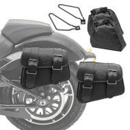 Set 2x Satteltaschen + Halter für Harley Davidson Dyna Fat Bob / Street Bob Craftride Montana schwarz_1
