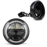 LED Headlight 7" Inch Set Motorcycle Universal Headlamp Projector black Craftride F10