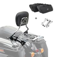 Sissybar mit Gepäckträger AW + Montagekit + Seitenkoffer Innentaschen für Harley Touring 09-13 chrom Craftride_1