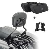Sissybar mit Gepäckträger XB + Montagekit + Seitenkoffer Innentaschen für Harley Touring 14-20 schwarz Craftride_1