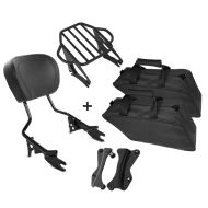 Sissybar mit Gepäckträger KI + Montagekit + Seitenkoffer Innentaschen für Harley Touring 14-20 schwarz Craftride_1