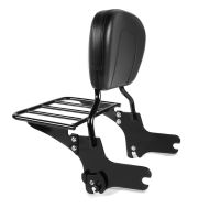 Sissy Bar with Rear Rack detachable S1 fits for Harley Davidson Electra-Street-Road Glide, Road King 97-08 black Craftride