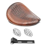 Motorrad Bobber Schwingsattel Craftride Alligator mit Federn für Custombikes in braun_1