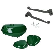 Tank / Petrol Tank compatible with Simson S51 / S70 with side cover dark green + Brake lever and clutch lever Craftride