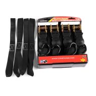 Motorrad Spanngurt Set ConStands mit Ratsche und Haken inkl 4x Zurrschlaufe in schwarz