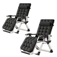 2x Folding garden chair Divit SR11 deck chair sun lounger metal black