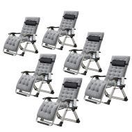 6er-Set Garden chair folding Divit SR11 deck chair sun lounger metal gray