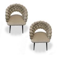 Dining room chairs set of 2 Divit SR74 armchairs armchairs velvet wooden legs beige