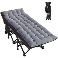 Folding camp bed including cushion Divit GI19 garden lounger sun lounger with carrying bag up to 200 kg grey black