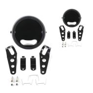 2x Motorcycle headlamp housing kit 5 3/4" with fork brackets 35-43mm black Discount Set