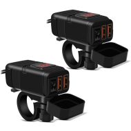 2x 12V motorcycle USB socket with digital battery voltage display US5 Discount Set