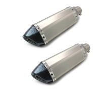 2x Motorcycle exhaust muffler Force Stainless Steel-Carbon Look Discount Set