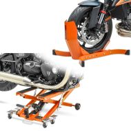 Set: Hebebühne Mid-Lift XL heber bis 500kg in orange + Wippe Easy-Plus ständer bis 21 Zoll orange_1
