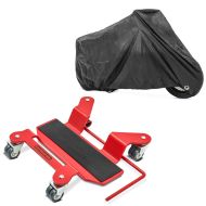 Set: Rangierhilfe für Hauptständer Easy Mover I bis 300kg in rot + Abdeckplane XXL Faltgarage schwarz_1