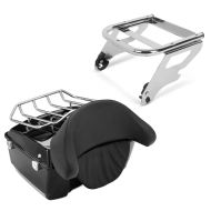 Set: Topcase Harley Davidson 97-13 Large mit Rack schwarz + Gepäckträger TP Doppelsitz für Harley Touring 97-08_1