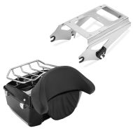 Set: Topcase Harley Davidson 97-13 Large mit Rack schwarz + Gepäckträger TP für Harley Touring Modelle 09-13_1