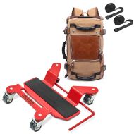 Set: Rucksack Canvas VG6 Hecktasche inkl. Spanngurte 28Ltr braun + Rangierhilfe für Hauptständer Easy Mover I bis 300kg in rot_1