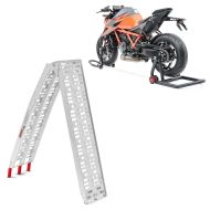 Set: Sided Paddock Stand Set compatible with KTM 1290 Super Duke / R 14-23 rear front + aluminium loading ramp max. 340 kg folding for scooter quad ATV