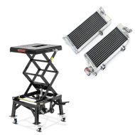 Set: Motorradheber Enduro Cross-Lift XL Motocross Scherenheber mit Rollen + Kühler Radiator für KTM EXC 125 / 200 / 250 / 300 2-Takt 2008-2015_1