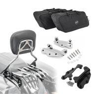 Set: Sissybar mit Gepäckträger XB + Montagekit + Seitenkoffer Innentaschen für Harley Touring 09-13 chrom Craftride + 4-Punkt-Montagekit für Harley Davidson Touring Modelle 2009-2013 schwarz Craftride_1