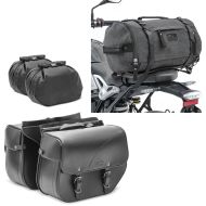 Set: Satteltaschen Triumph Bonneville T100 / T120 Craftride Kentucky 30Ltr schwarz + Hecktasche Vintage 35L für Triumph Bonneville T120 / T100 grau Craftride_1