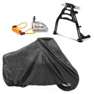 Set: Set Hauptständer ConStands und Bremsscheibenschloss Alarm mit Erinnerungskabel Tourtecs für Honda Transalp XL 650 V 00-06 + Abdeckplane Honda Transalp XL 600 / 650 / 700 V Craftride XXL in schwarz_1
