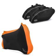 Set: Koffer Innentaschen für Harley-Davidson Sport Glide 18-21 Crafride Koffertaschen + Motorradabdeckung für Harley Sport Glide Craftride Indoor XL-XXL in schwarz-orange_1