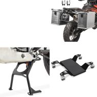 Set: Hauptständer + Rangierhilfe für Honda Africa Twin XRV 750 93-03 Constands Rangierplatte schwarz + Alukoffer Set für Honda Africa Twin XRV 750 / 650 Bagtecs Gobi 34-45l mit Haltesatz für Kofferträger_1