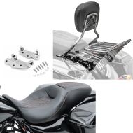 Set: Sitzbank für Harley Davidson Electra Glide Classic 09-13 Craftride RH5 schwarz + Sissybar mit Gepäckträger W1 und Montagekit für Harley Touring 09-13 chrom Craftride_1