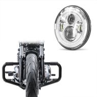 Set: Sturzbügel Mustache II für Harley Softail Slim 12-17 schwarz + LED Scheinwerfer 7" für Harley Davidson Softail Deluxe / Slim DRL Craftride chrom_1